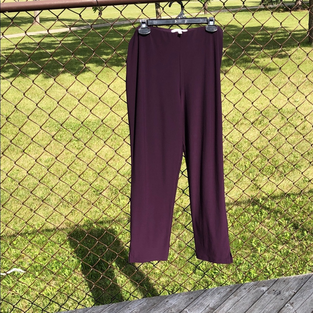 SYMPLI Deep Purple Size 14 Straight-Leg Dress Pants Stretchy Ankle Vent #1233